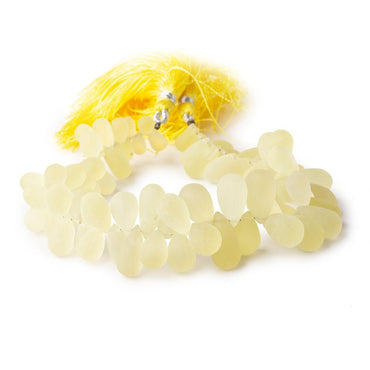 8-14mm Frosted Lemon Quartz Plain Tear Drop Beads 8 inch 74 pieces (ONLINE ORDER ONLY)