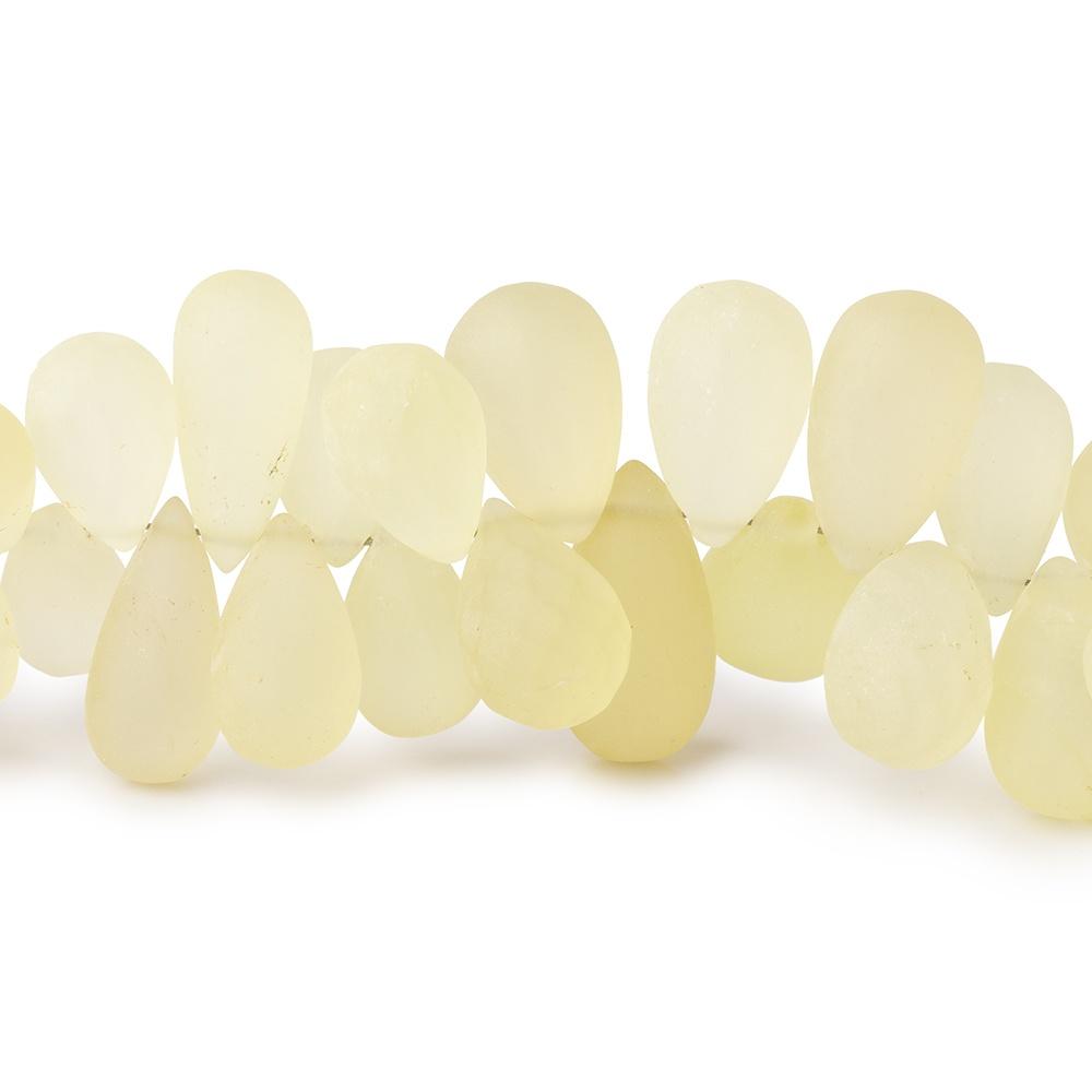 8-14mm Frosted Lemon Quartz Plain Tear Drop Beads 8 inch 74 pieces (ONLINE ORDER ONLY)