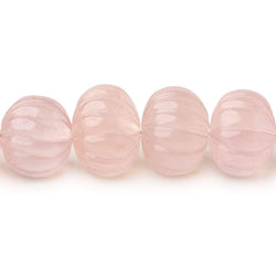 8-14mm Rose Quartz hand carved Melon rondelles 15 inch 61 beads (ONLINE ORDER ONLY)