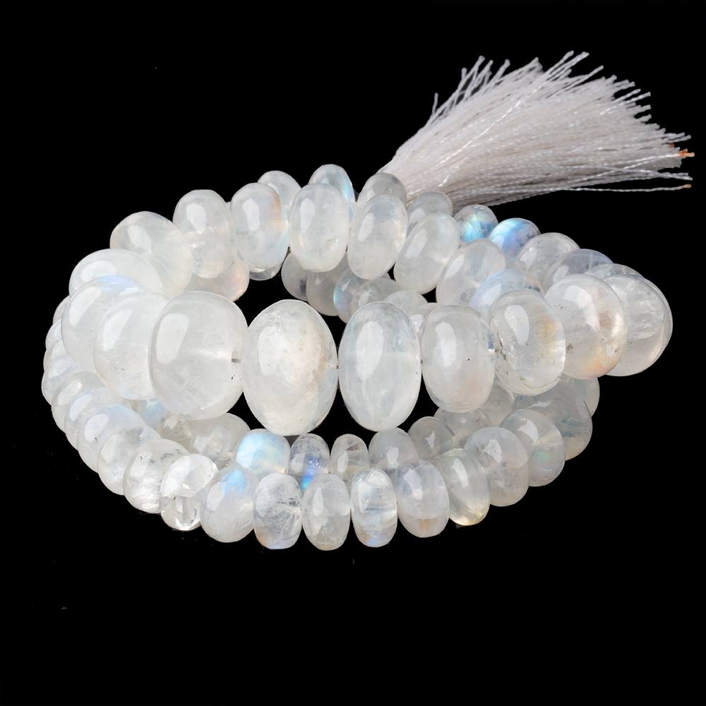 8-15mm Rainbow Moonstone plain rondelles 18 inch 82 beads AAA grade (ONLINE ORDER ONLY)