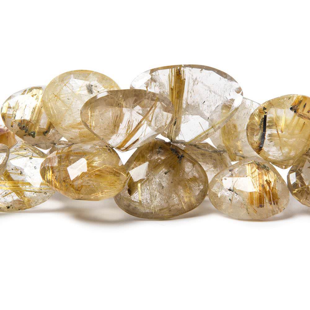 8-16mm Golden Rutilated Quartz Beads Heart Briolette 7.5 inch 38 pieces (ONLINE ORDER ONLY)