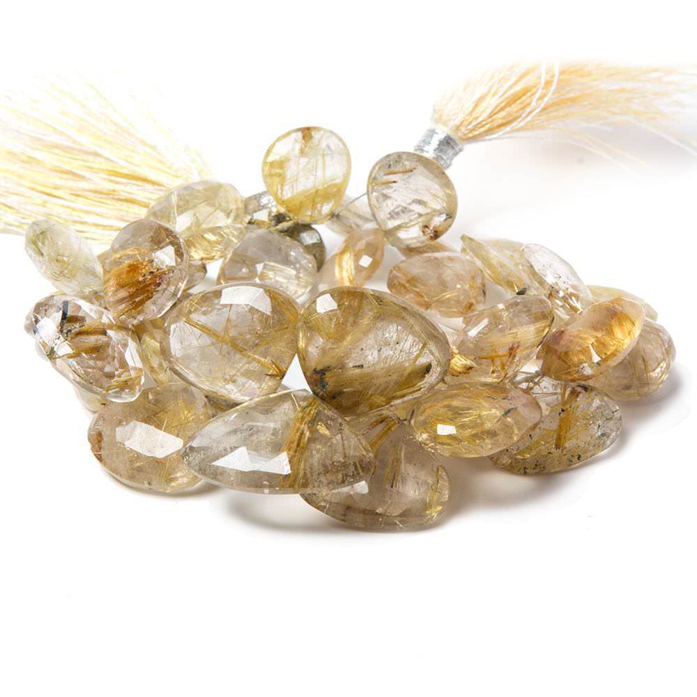 8-16mm Golden Rutilated Quartz Beads Heart Briolette 7.5 inch 38 pieces (ONLINE ORDER ONLY)