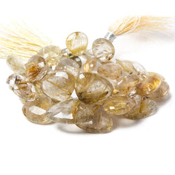 8-16mm Golden Rutilated Quartz Beads Heart Briolette 7.5 inch 38 pieces (ONLINE ORDER ONLY)