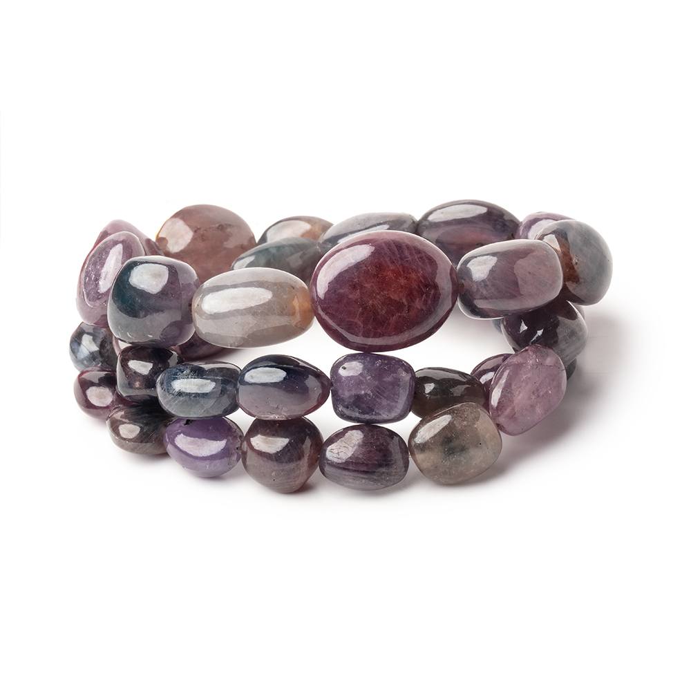 8-17mm Sapphire & Ruby Plain Nugget Beads 18 inch 41 pieces (ONLINE ORDER ONLY)