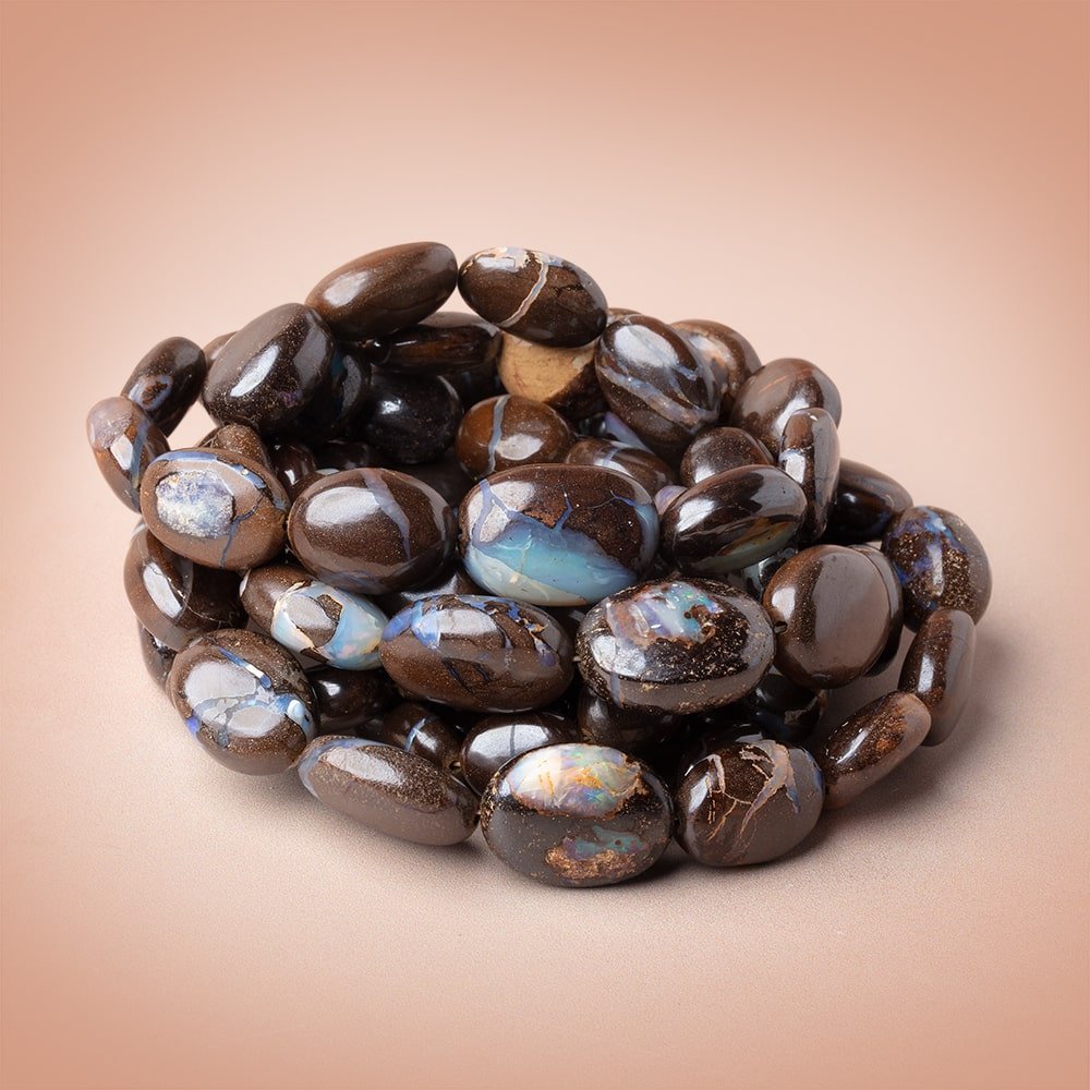 8-18mm Australian Boulder Opal Plain Oval 18 inch 33 Beads AA (ONLINE ORDER ONLY)