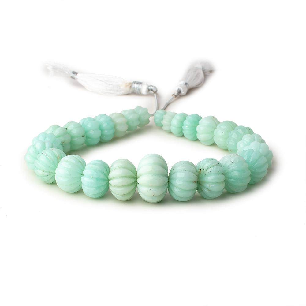 8-19mm Chrysoprase Hand Carved Melon Rondelles 10 inch 27 beads A (ONLINE ORDER ONLY)