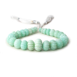 8-19mm Chrysoprase Hand Carved Melon Rondelles 10 inch 27 beads A (ONLINE ORDER ONLY)