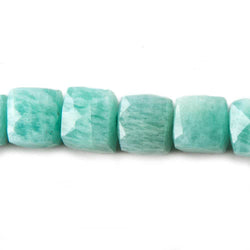 9-9.5mm Amazonite Faceted Cubes 8 inch 22 Beads