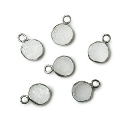 8-8.5mm Black Gold Bezel White Drusy Coin Pendant 1 piece (ONLINE ORDER ONLY)