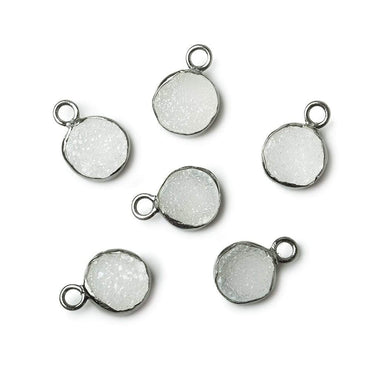 8-8.5mm Black Gold Bezel White Drusy Coin Pendant 1 piece (ONLINE ORDER ONLY)