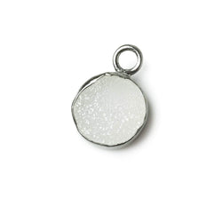8-8.5mm Black Gold Bezel White Drusy Coin Pendant 1 piece (ONLINE ORDER ONLY)