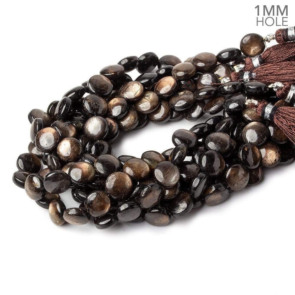 8mm Golden Sheen Chocolate Sapphire Plain Coins 8 inch 23 beads AA 1mm large hole (ONLINE ORDER ONLY)