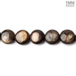 8mm Golden Sheen Chocolate Sapphire Plain Coins 8 inch 23 beads AA 1mm large hole (ONLINE ORDER ONLY)