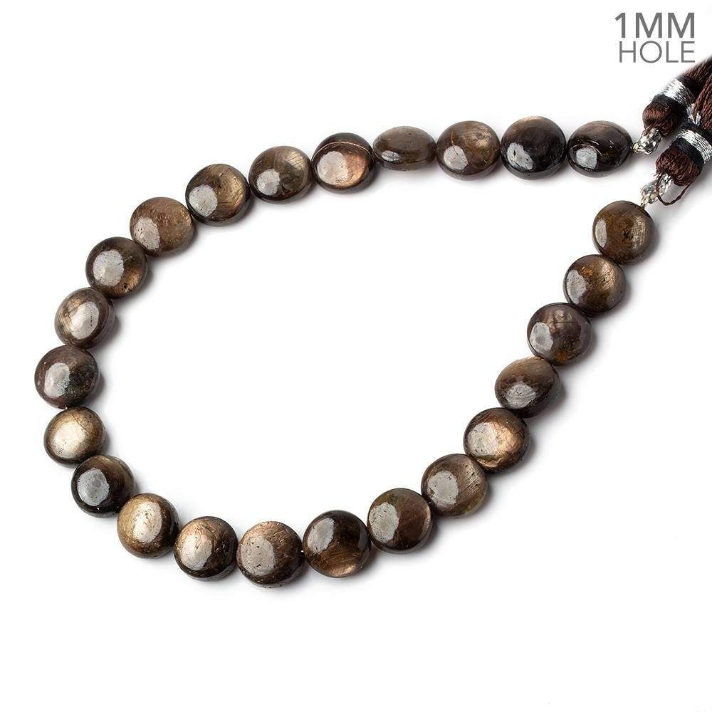 8mm Golden Sheen Chocolate Sapphire Plain Coins 8 inch 23 beads AA 1mm large hole (ONLINE ORDER ONLY)