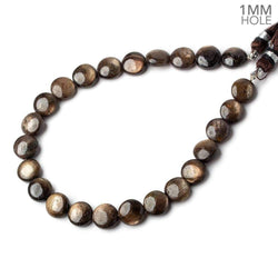 8mm Golden Sheen Chocolate Sapphire Plain Coins 8 inch 23 beads AA 1mm large hole (ONLINE ORDER ONLY)