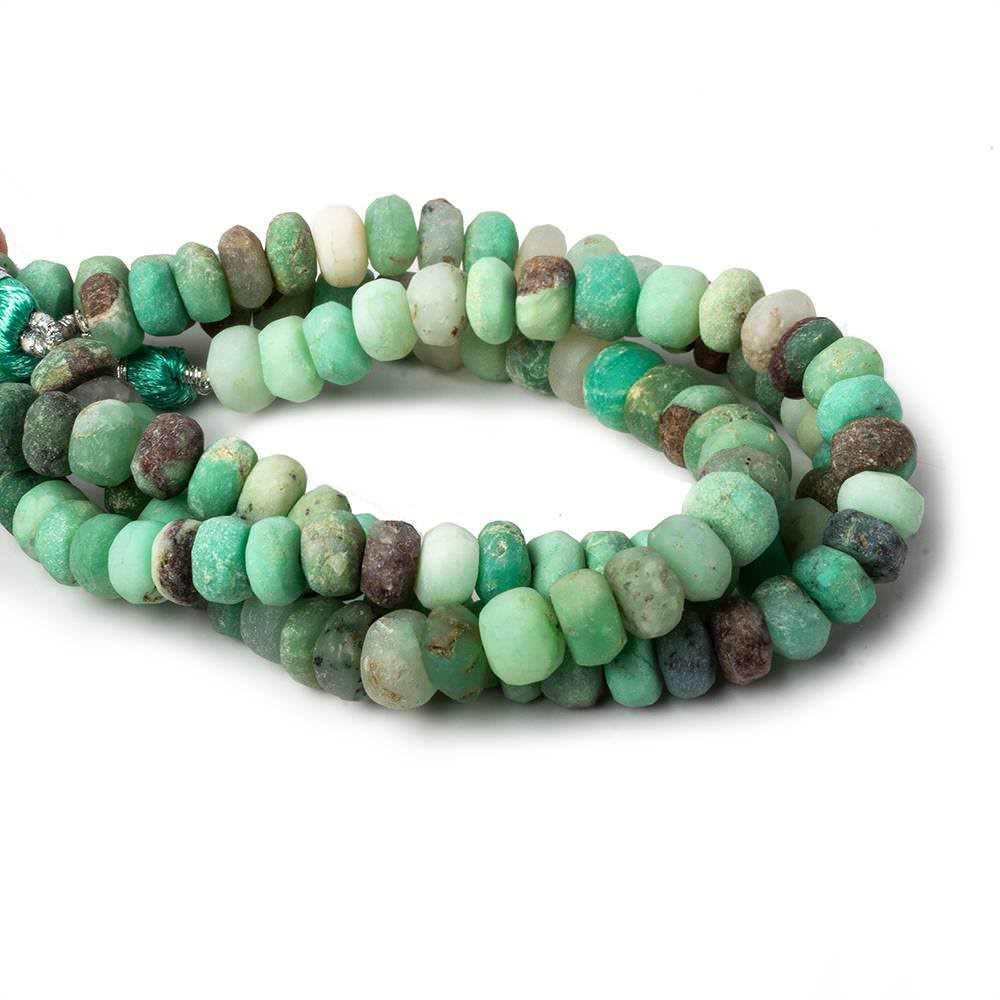 8-8.5mm Matte Chrysoprase & Matrix plain rondelles 7.5 inch 36 beads A (ONLINE ORDER ONLY)