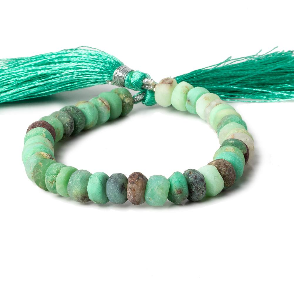 8-8.5mm Matte Chrysoprase & Matrix plain rondelles 7.5 inch 36 beads A (ONLINE ORDER ONLY)