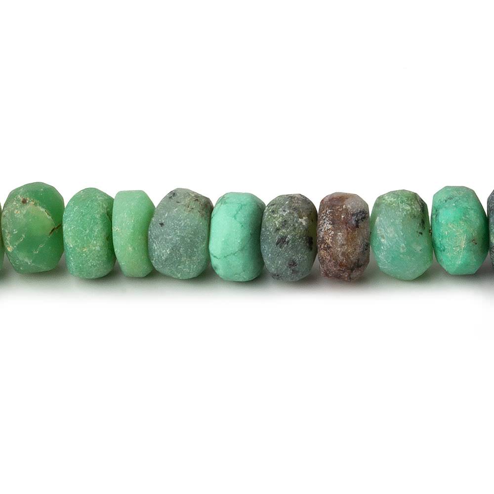 8-8.5mm Matte Chrysoprase & Matrix plain rondelles 7.5 inch 36 beads A (ONLINE ORDER ONLY)