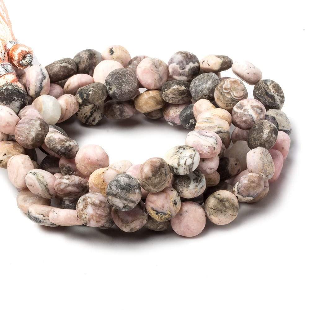 8-8.5mm Matte Rhodochrosite plain coin beads 7.5 inch 24 pieces (ONLINE ORDER ONLY)