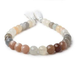 8-8.5mm Multi-color Moonstone faceted rounds 9.5 inch 30 Beads A (ONLINE ORDER ONLY)