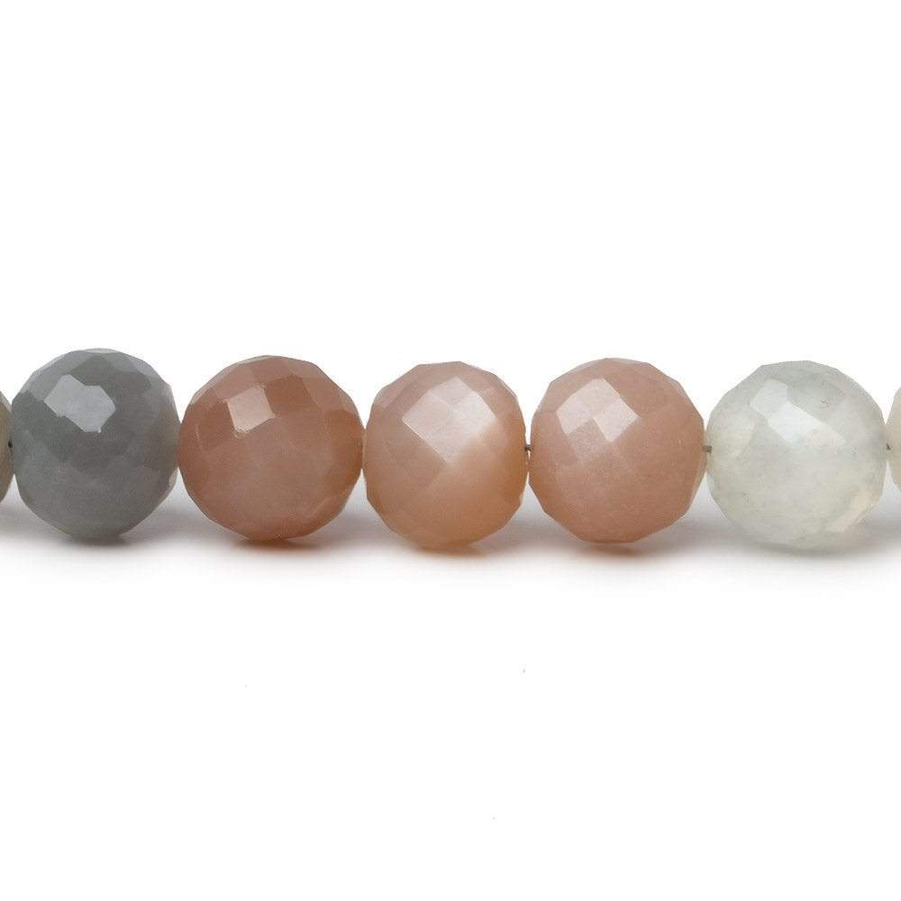 8-8.5mm Multi-color Moonstone faceted rounds 9.5 inch 30 Beads A (ONLINE ORDER ONLY)