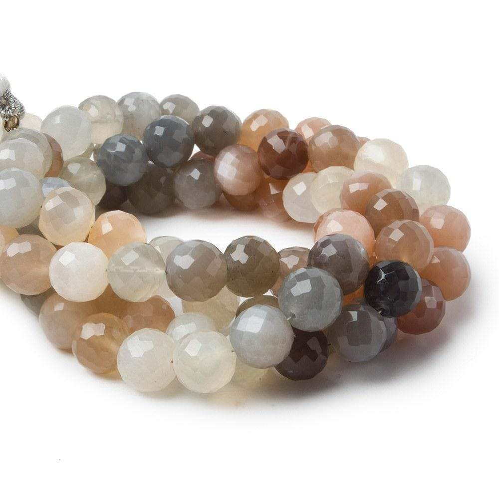 8-8.5mm Multi-color Moonstone faceted rounds 9.5 inch 30 Beads A (ONLINE ORDER ONLY)