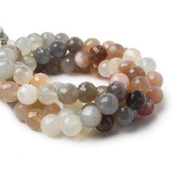 8-8.5mm Multi-color Moonstone faceted rounds 9.5 inch 30 Beads A (ONLINE ORDER ONLY)