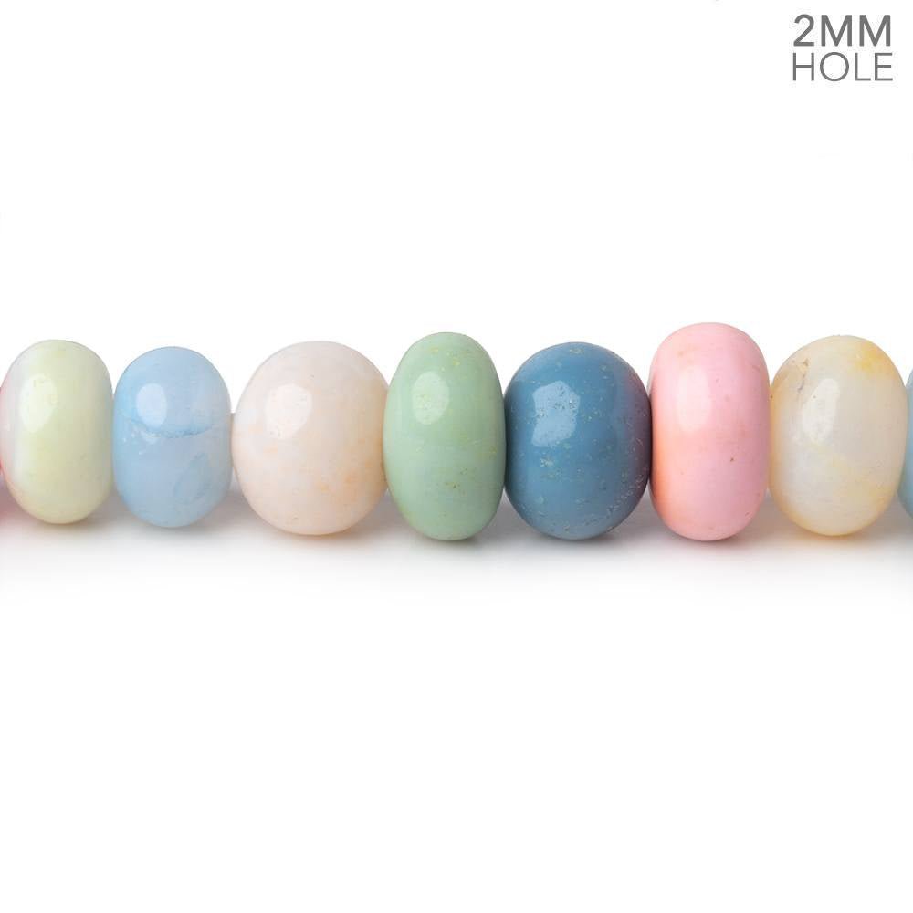 8-8.5mm Multi Color Opal 2mm Large Hole Plain Rondelles 8 inch 36 beads (ONLINE ORDER ONLY)