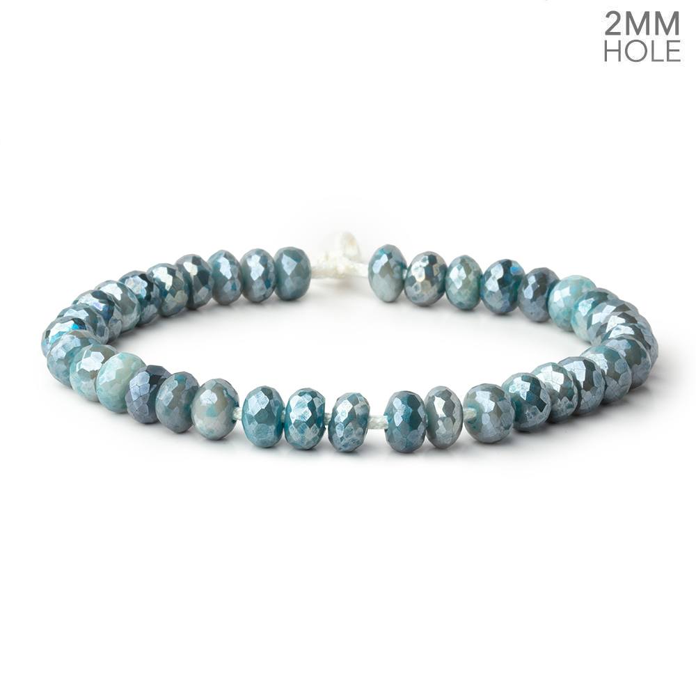 8-8.5mm Mystic Antique Blue Moonstone 2mm Large Hole Faceted Rondelles 8 inch 36 Beads (ONLINE ORDER ONLY)