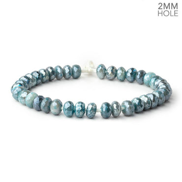 8-8.5mm Mystic Antique Blue Moonstone 2mm Large Hole Faceted Rondelles 8 inch 36 Beads (ONLINE ORDER ONLY)