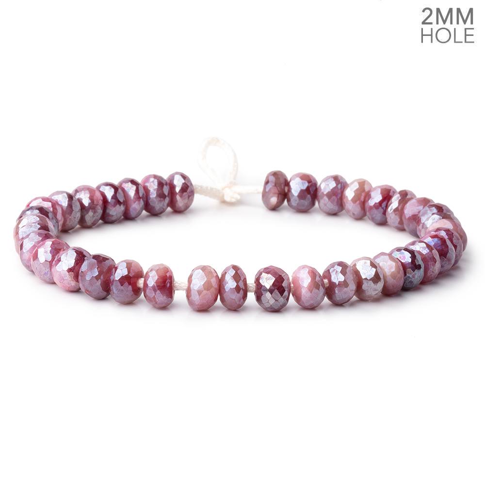 8-8.5mm Mystic Rose Moonstone 2mm Large Hole Faceted Rondelles 8 inch 36 Beads (ONLINE ORDER ONLY)