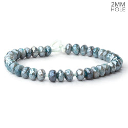 8-8.5mm Mystic Stormy Blue Moonstone 2mm Large Hole Faceted Rondelles 8 inch 36 Beads (ONLINE ORDER ONLY)