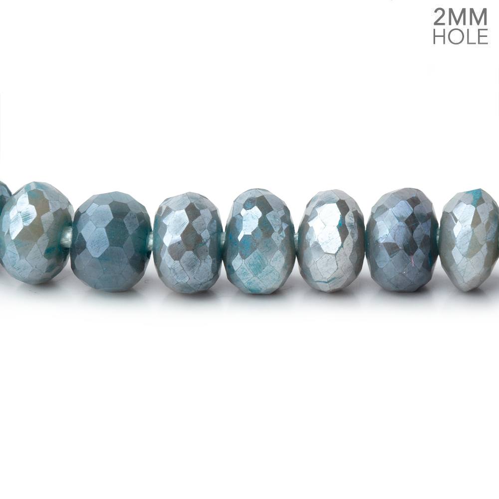 8-8.5mm Mystic Stormy Blue Moonstone 2mm Large Hole Faceted Rondelles 8 inch 36 Beads (ONLINE ORDER ONLY)
