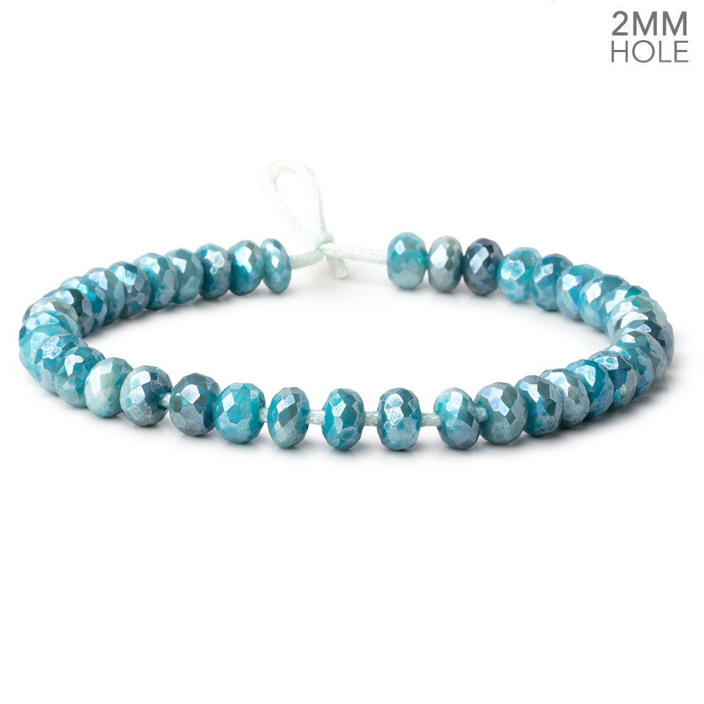 8-8.5mm Mystic Teal Moonstone 2mm Large Hole Faceted Rondelles 8 inch 35 Beads (ONLINE ORDER ONLY)
