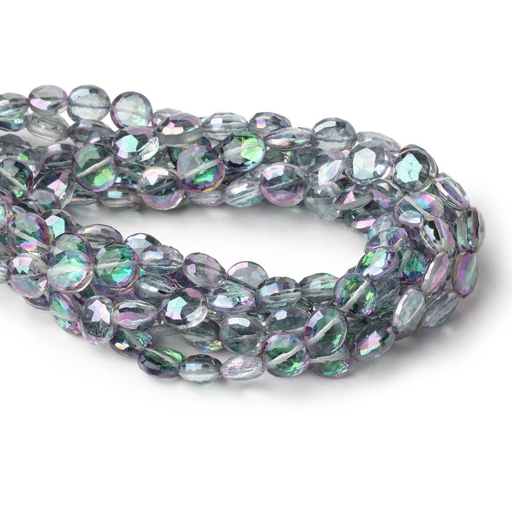 8-8.5mm Mystic White Topaz Faceted Coin Beads 9 inch 27 pieces (ONLINE ORDER ONLY)