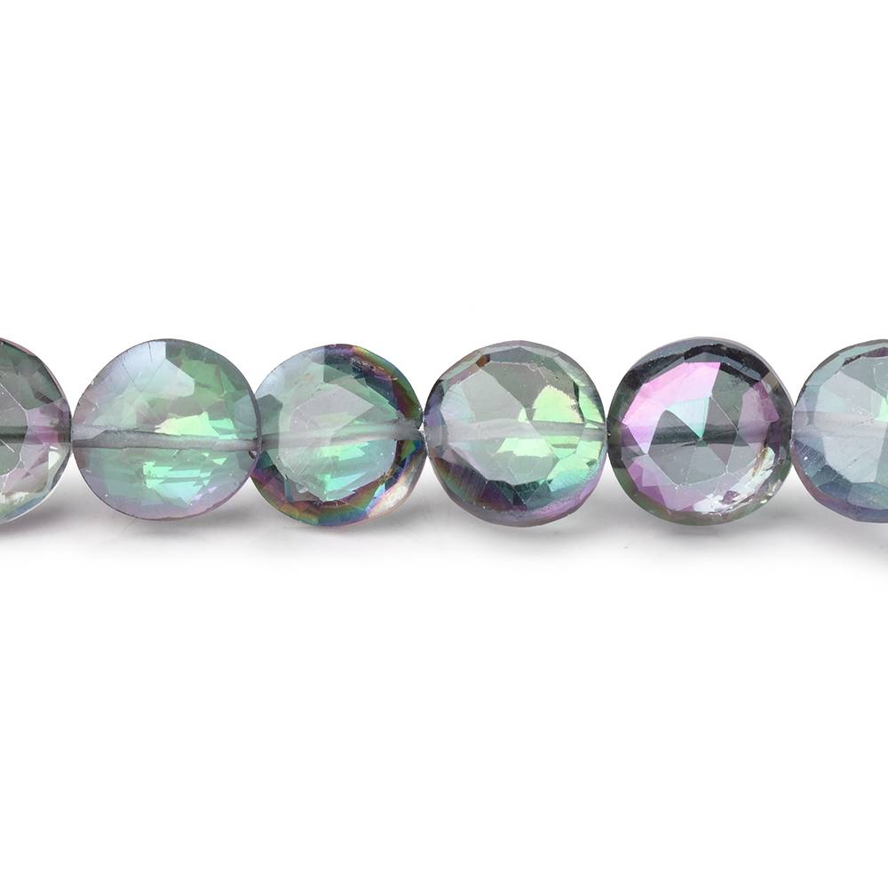 8-8.5mm Mystic White Topaz Faceted Coin Beads 9 inch 27 pieces (ONLINE ORDER ONLY)