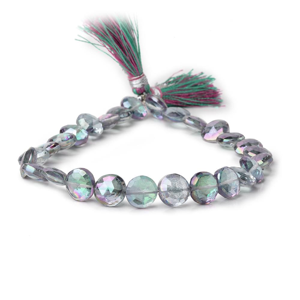 8-8.5mm Mystic White Topaz Faceted Coin Beads 9 inch 27 pieces (ONLINE ORDER ONLY)