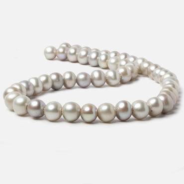 8-8.5mm Silver Off Round Large Hole Freshwater Pearl 16 inch 51 pieces (ONLINE ORDER ONLY)