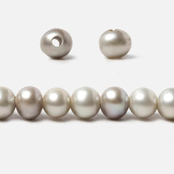 8-8.5mm Silver Off Round Large Hole Freshwater Pearl 16 inch 51 pieces (ONLINE ORDER ONLY)
