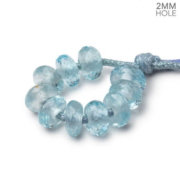 8-8.5mm Sky Blue Topaz 2mm Large Hole Faceted Rondelle Set of 10 Beads (ONLINE ORDER ONLY)