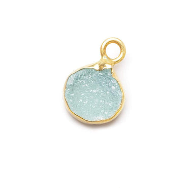 8-8.5mm Vermeil Bezel Seafoam Green Drusy Heart Pendant 1 piece (ONLINE ORDER ONLY)