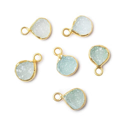 8-8.5mm Vermeil Bezel Seafoam Green Drusy Heart Pendant 1 piece (ONLINE ORDER ONLY)