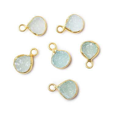 8-8.5mm Vermeil Bezel Seafoam Green Drusy Heart Pendant 1 piece (ONLINE ORDER ONLY)