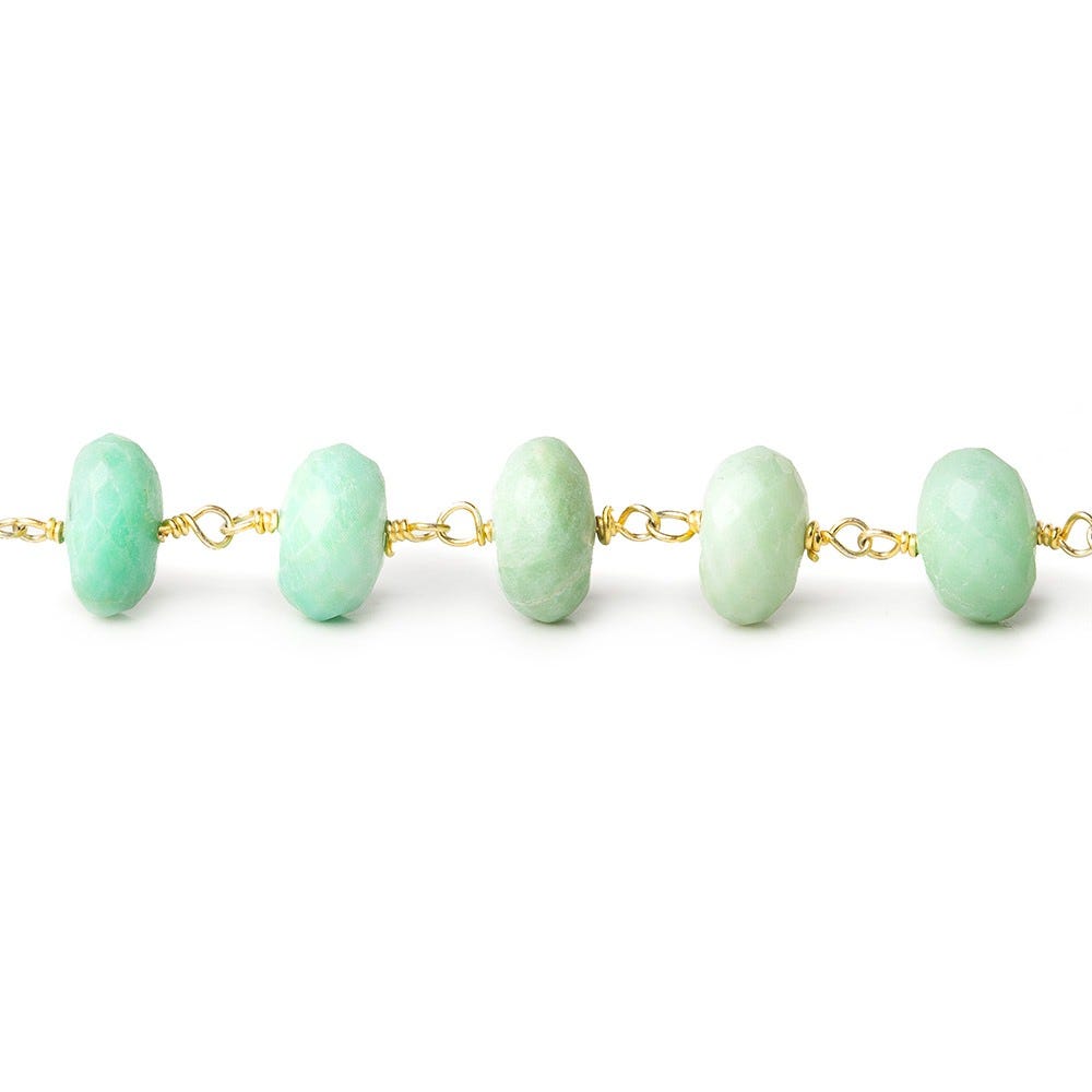 8-9.5mm Amazonite faceted rondelle Gold plated Chain by the foot (ONLINE ORDER ONLY)