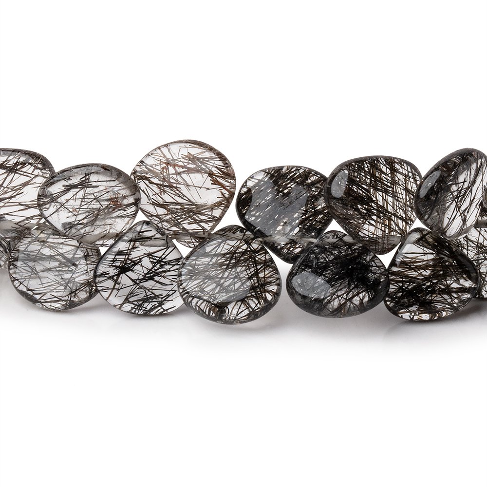 8-9mm Black Tourmalinated Quartz Plain Heart Beads 8 inch 50 pieces (ONLINE ORDER ONLY)