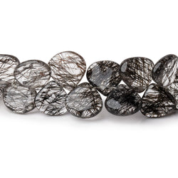 8-9mm Black Tourmalinated Quartz Plain Heart Beads 8 inch 50 pieces (ONLINE ORDER ONLY)