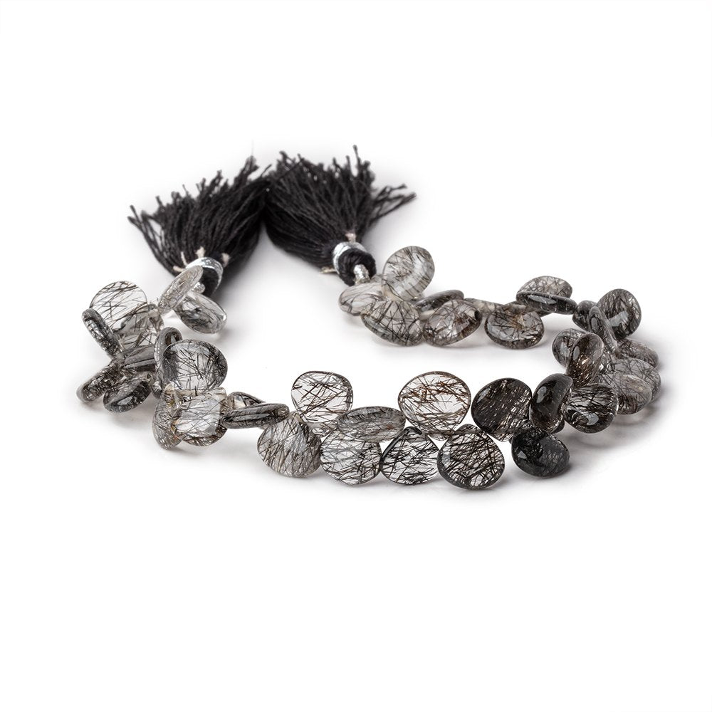 8-9mm Black Tourmalinated Quartz Plain Heart Beads 8 inch 50 pieces (ONLINE ORDER ONLY)
