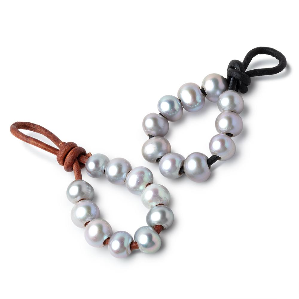 8-9mm Blue Silver Large Hole Off Round Pearls Set of 10 (ONLINE ORDER ONLY)