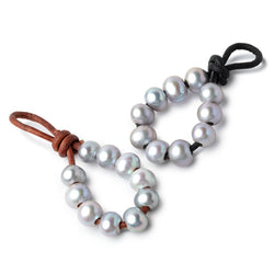 8-9mm Blue Silver Large Hole Off Round Pearls Set of 10 (ONLINE ORDER ONLY)