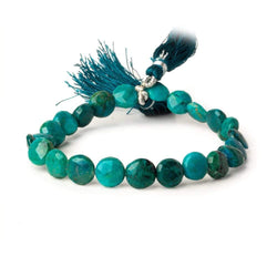 8-9mm Chrysocolla faceted coin beads 8 inch 23 pieces (ONLINE ORDER ONLY)